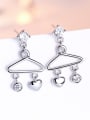thumb 925 Sterling Silver With Glossy Fashion Triangle Drop Earrings 2