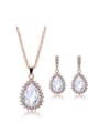 thumb Alloy Rose Gold Plated Fashion Artificial Stones Water Drop shaped Two Pieces Jewelry Set 0