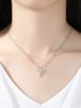 thumb Simple Cross White Zirconias Copper Necklace 1