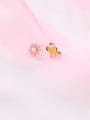 thumb Alloy With Rose Gold Plated Cute Asymmetry  Little Bird Flower  Stud Earrings 2