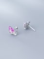 thumb 925 Sterling Silver With Platinum Plated Cute Swan Stud Earrings 3