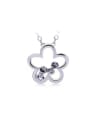 thumb 18K White Gold Austria Crystal Plum Blossom Shaped Necklace 2