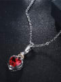 thumb Women Elegant Heart Shaped Glass Stone Necklace 1