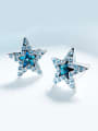 thumb Five-point Star Shaped Crystal stud Earring 2