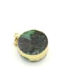 thumb Gold Plated Natural Green Crystal Round Pendant 2