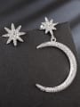 thumb New micro-inlay zircon star moon asymmetric Earrings 1