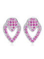 thumb Double Heart Amethyst Fashion Stud Earrings 0