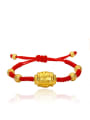 thumb Copper Alloy 24K Gold Plated Beads Woven Red String Bracelet 0