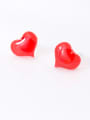 thumb 925 Sterling Silver With Platinum Plated Cute Heart Stud Earrings 1
