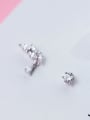 thumb Temperament Leaf Shaped Zircon Asymmetric Stud Earrings 1