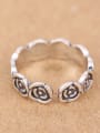 thumb Retro Flowers Silver Opening Ring 1