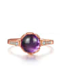 thumb Natural Round Amethyst Rose Gold Plated Silver Ring 0