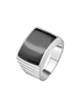 thumb Personalized Black Enamel Silver Plated Alloy Ring 0