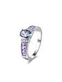 thumb Fashion Purple Oval Shaped Glass Stone Ring 0