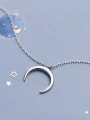 thumb 925 Sterling Silver With Platinum Plated Simplistic Moon Necklaces 1
