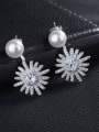 thumb Fashion Shiny Zirconias Flower Imitation Pearl Stud Earrings 2