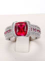 thumb White Gold Plated Red Corundum Copper Ring 1