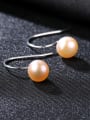 thumb Sterling Silver Natural Freshwater Pearl simple anti allergy ear hook 2