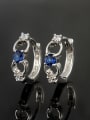 thumb Exquisite Blue Geometric Shaped 4A Zircon Platinum Plated Clip Earrings 1