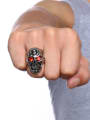 thumb Exquisite Red Rhinestones Skull Shaped Titanium Ring 1