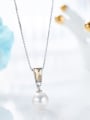 thumb Simple Freshwater Pearl austrian Crystal Silver Necklace 2