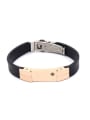 thumb Titanium Rectangle Men Leather Flour Color Bracelet 0