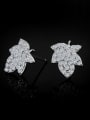 thumb Fashion Cubic Zirconias-covered Maple Leaf 925 Sterling Silver Stud Earring 0