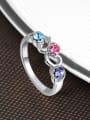 thumb Elegant Platinum Plated Heart Shaped Crystal Ring 1