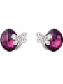 thumb Simple Oval austrian Crystal Little Butterfly Alloy Stud Earrings 3