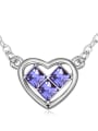 thumb Simple Square austrian Crystals Heart Pendant Alloy Necklace 3