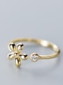 thumb 925 Sterling Silver With Silver Plated Simplistic Flower Free Size Rings 2