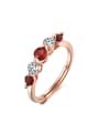 thumb Small Round Zircon Garnet Simple Opening Ring 0