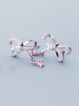 thumb 925 Sterling Silver With Cubic Zirconia Simplistic Bowknot Stud Earrings 2