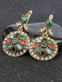 thumb Bohemia Retro style Colorful Resin stones Crystals Alloy Earrings 2