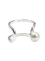 thumb Simple Two-band Artificial Pearl Silver Smooth Opening Ring 0