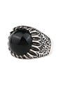 thumb Personalized Round Resin Stone Silver Plated Alloy Ring 1