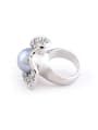 thumb Exaggerated Blue Artificial Pearl Rhinestones Alloy Ring 1