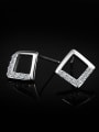 thumb Simple 925 Sterling Silver Hollow Square Stud Earrings 2