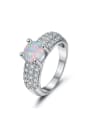 thumb Claw Round Shaped AAA Zircons White Gold Plated Ring 0