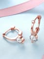 thumb Simple Zircon Rose Gold Plated Earrings 2