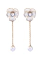 thumb Flower Artificial Pearls Drop Chandelier earring 0