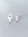 thumb 925 Sterling Silver With Antique Silver Plated Vintage Geometric Stud Earrings 1