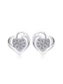 thumb S925 Silver Heart-shaped Micro Pave Stud Earrings 0