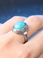 thumb Retro style Oval Turquoise stone Alloy Ring 1