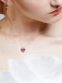 thumb Simple Red Heart Cubic Zircon 925 Silver Necklace 1