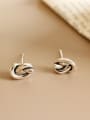 thumb 925 Sterling Silver With Antique Silver knot Irregular Stud Earrings 0