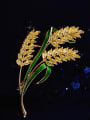thumb Copper With Cubic Zirconia Fashion Leaf Golden wheat spike Brooches 1