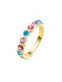 thumb All-match Colorful Rhinestones 18K Gold Plated Ring 0