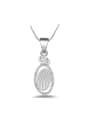 thumb Simple Oval Pendant Cubic Zirconias Copper Necklace 0