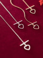 thumb 925 Sterling Silver With Platinum Plated Simplistic Hollow Heart Threader Earrings 1